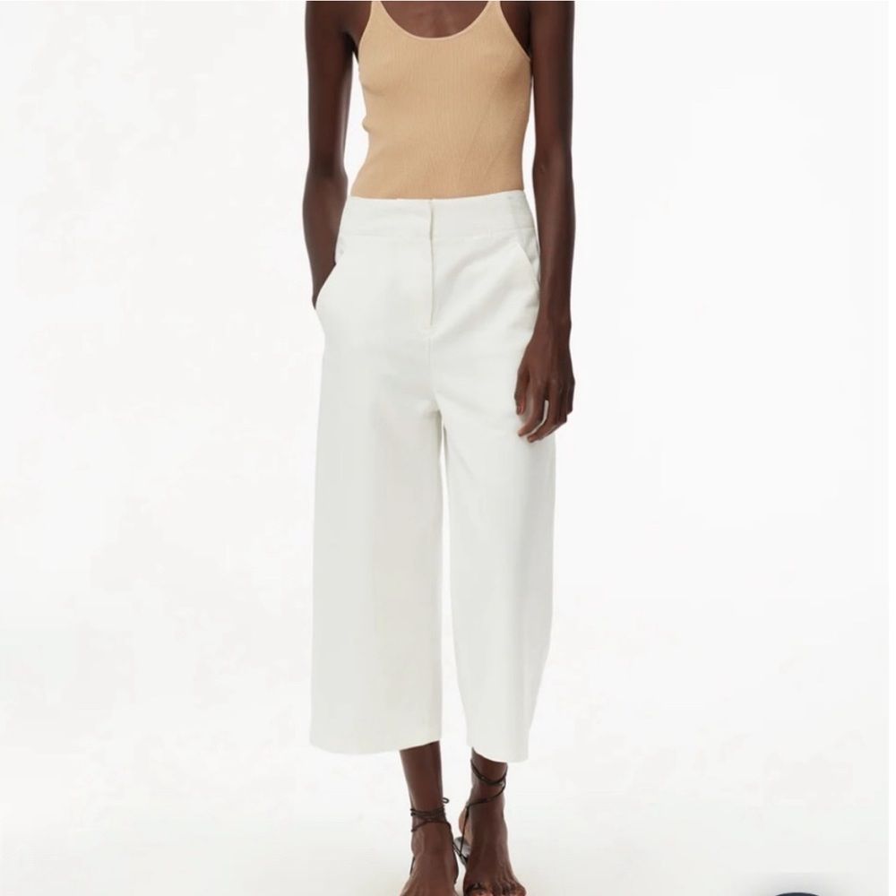 Tibi Tailored High-Rise Wide-Leg Pants In Ivory, Nwt, Size 12